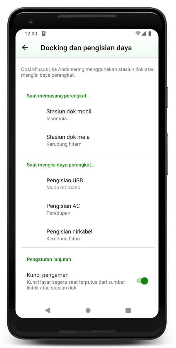 AceScreen: Perangkat sedang diisi daya atau dipasang di dok