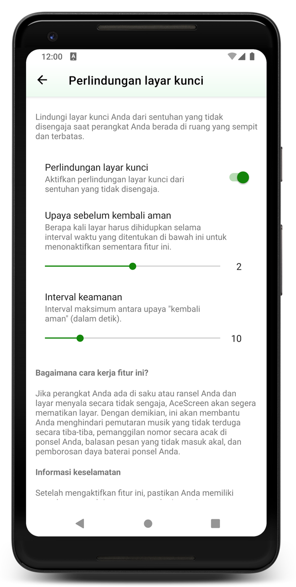 AceScreen: Perangkat ada di saku atau ransel Anda