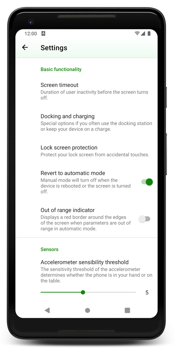 AceScreen: App settings screen
