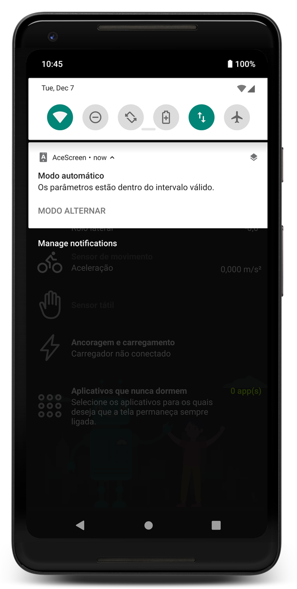 AceScreen: Notificação persistente