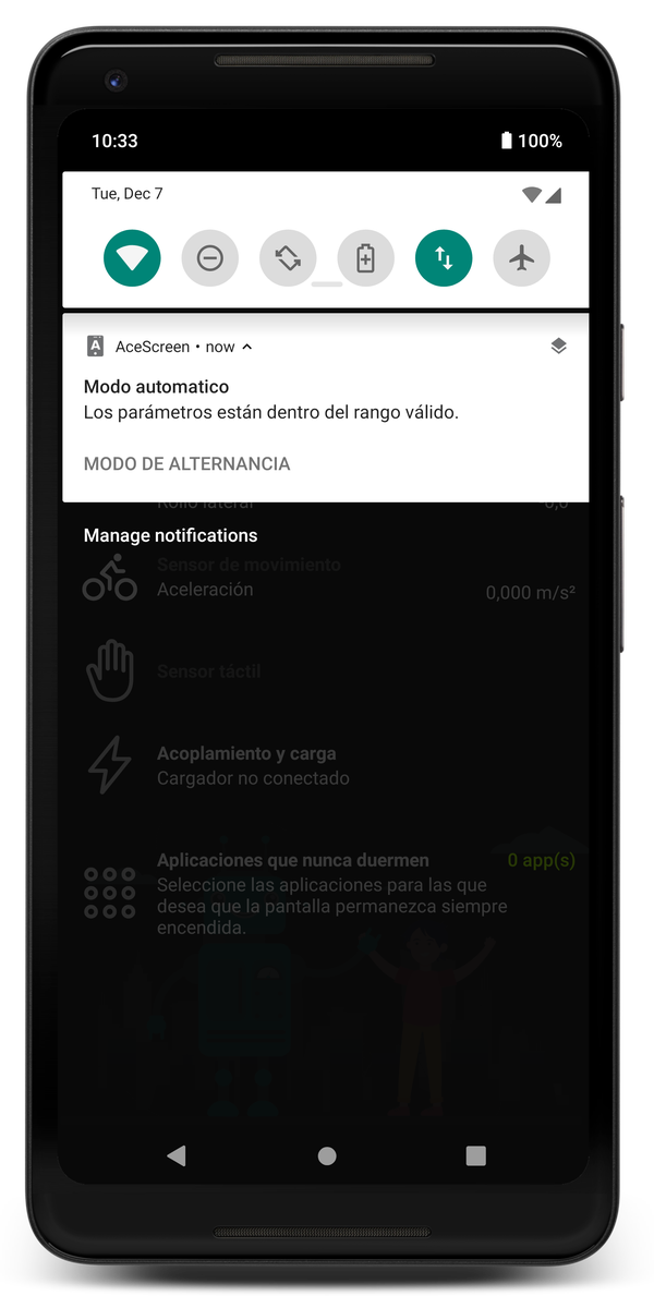 AceScreen: Notificación persistente