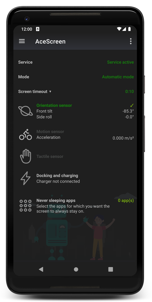 AceScreen: App main screen when night mode is on